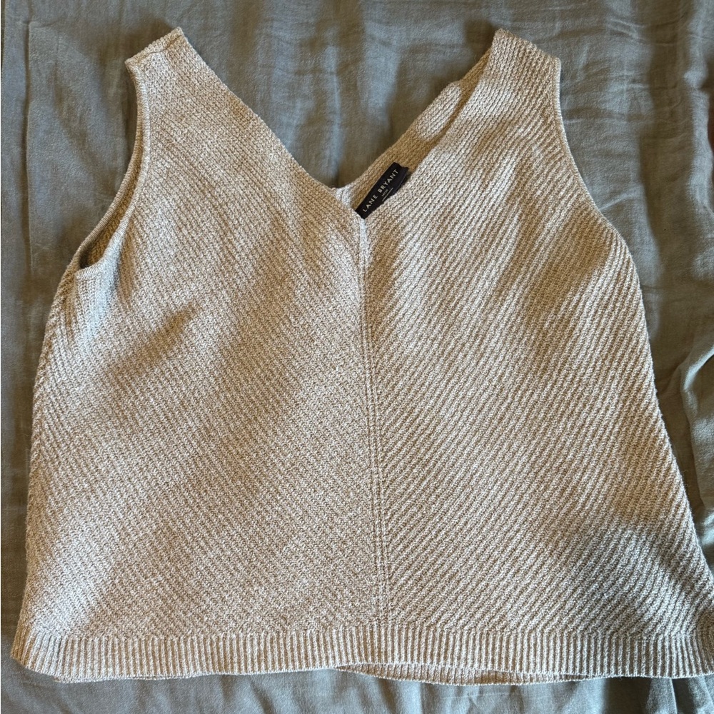 Lane Bryant Textured Beige Knit Top